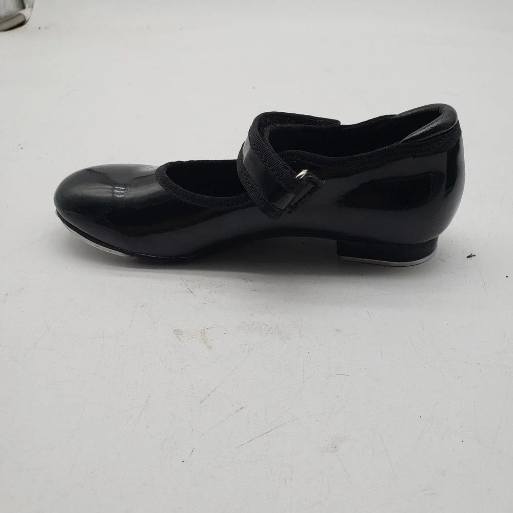 Tap Shoes Girls Size 11C Black Patent Mary Jane Tap Dance Adjustable Strap Flats